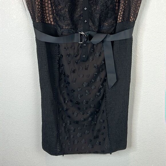Byron Lars Beauty Mark Black Floral Applique Lace Sheath Gisella Cocktail Dress - Picture 5 of 16